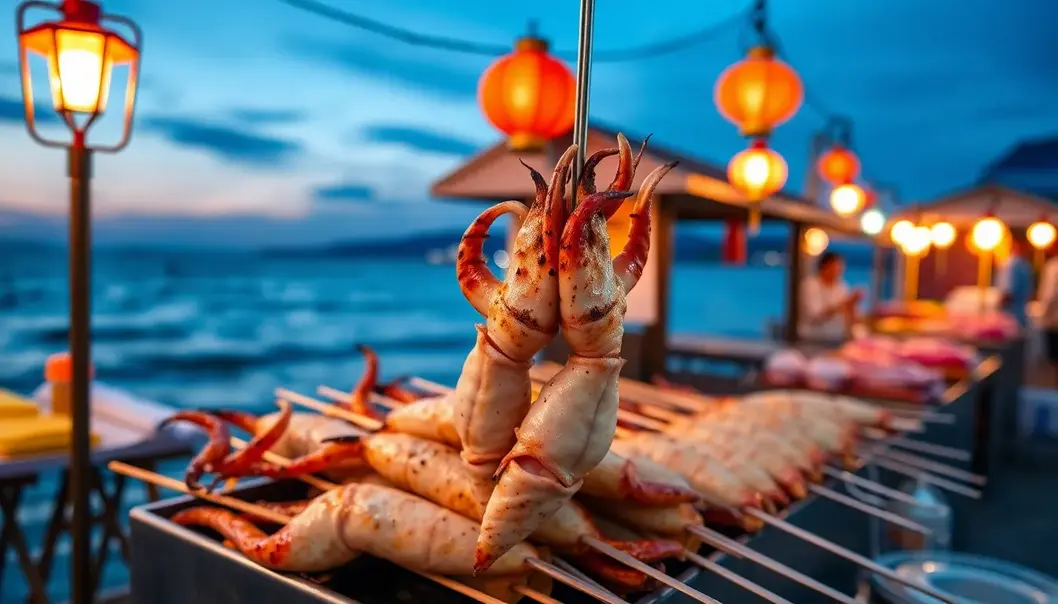 Enjoy seaside street food in Asia, perfect for a couple’s culinary exploration.