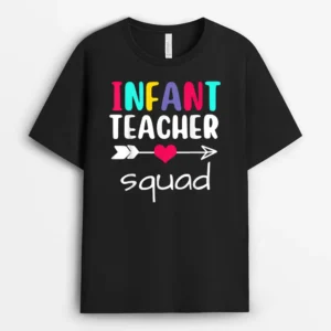 Infant Teacher Squad Matching Funny Back To School First Day T-Shirt - Black